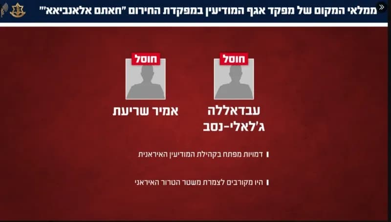 IDF: Leiter des iranischen Notfallmanagement-Geheimdienstes ausgeschaltet