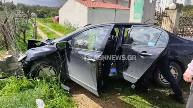 Chania: Schwerer Autounfall, Fahrzeug prallt gegen Mauer – Fahrer im Krankenhaus
