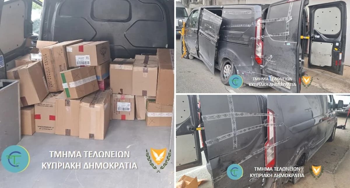 Τμήμα Τελωνείων: Βαν με τουρκοκυπριακές πινακίδες και λαθρεμπόριο άνω των €100,000