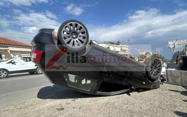 Τροχαίο ατύχημα στον Πύργο: Αυτοκίνητο ανατράπηκε, οδηγός στο νοσοκομείο