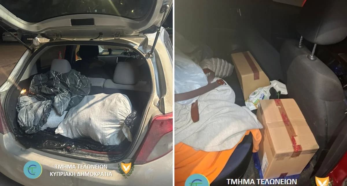 Departamento de Aduanas: Incautación de pieles de vacuno y cigarrillos de contrabando en Agios Dometios
