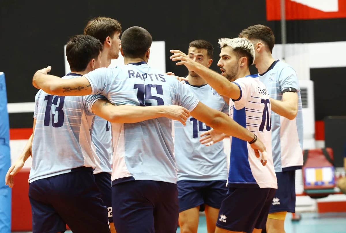 Griechische Volleyball-Nationalmannschaft der Männer spielt unentschieden gegen Israel im Freundschaftsspiel