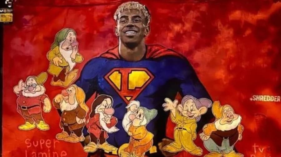 Lamine Yamal Mural in Barcelona mit sieben Zwergen verunstaltet