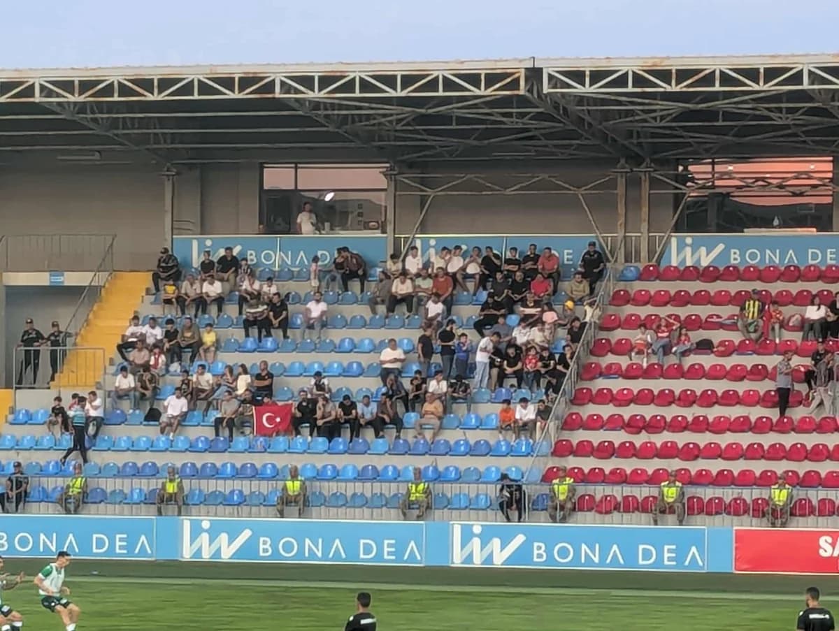Turkish Flag Displayed by Araz Fans Before Omonia Match