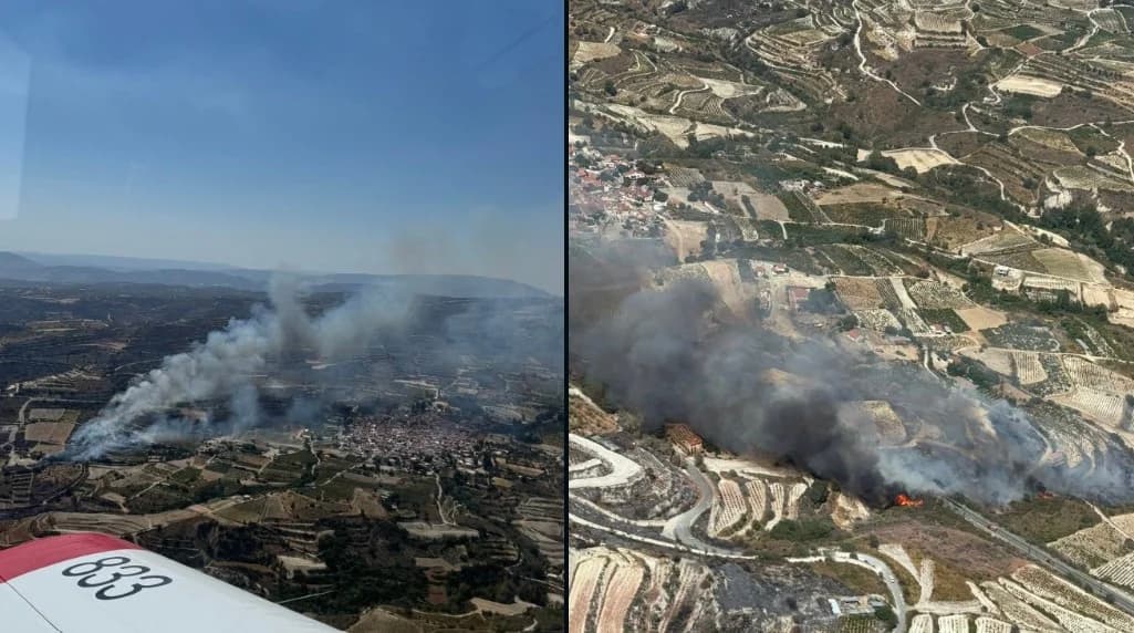 Fire in Omodos, Cyprus: Under Control with Aerial Support