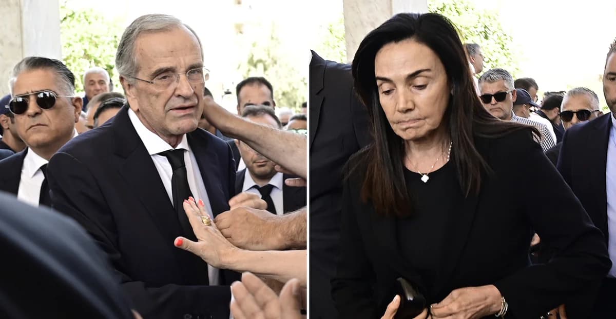 Lágrimas en el funeral de Lena Samaras: "Gracias a Dios por los 34 años", dice Antonis Samaras