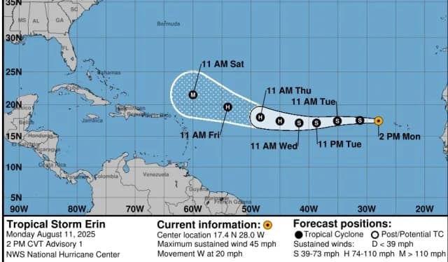 La tormenta tropical Erin se forma cerca de Cabo Verde