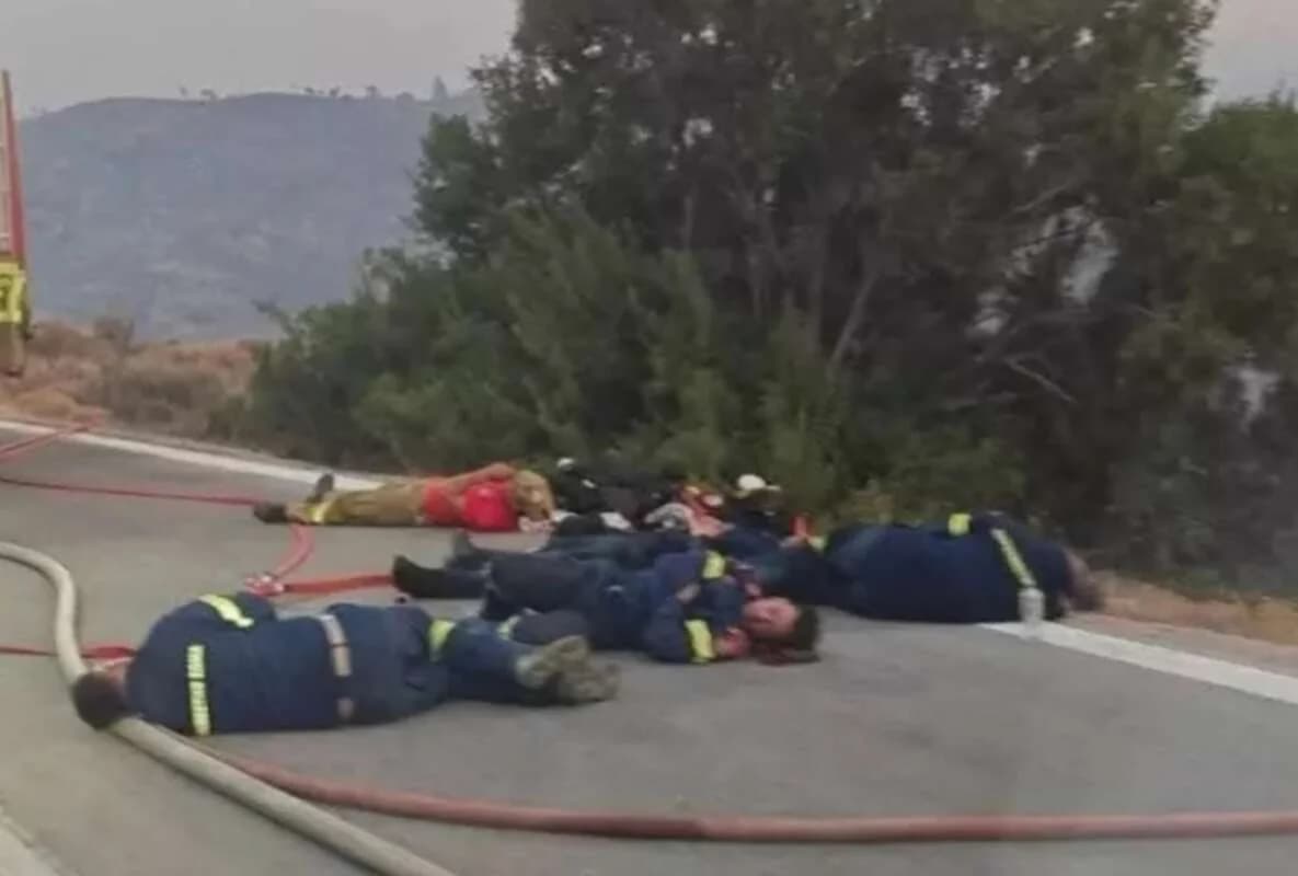 Exhausted Firefighters in Greece: Heartbreaking Images