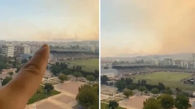 Incendio en Patras: Humo sobre el estadio Panachaiki