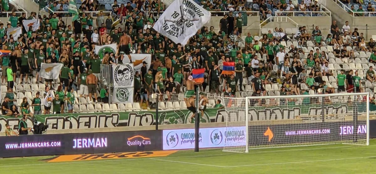 Omonia Fans Display Armenian Flags in Response to Turkish Flag