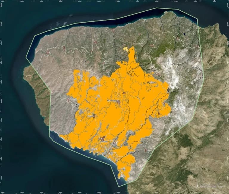 Chios: Fast 70.000 Stremmata verbrannt – Satellitenbilder der Zerstörung
