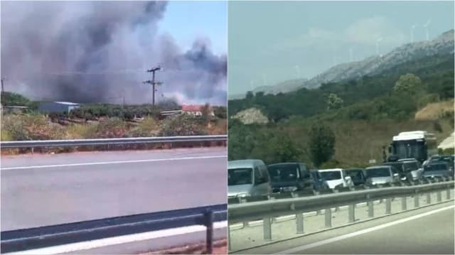 שריפה באגריניו ליד איוניה אודוס: תנועה הופרעה