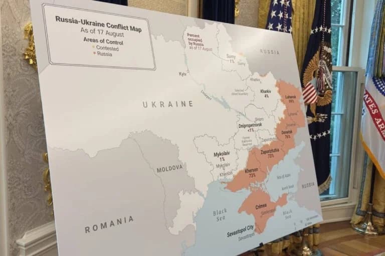 США: Карта Украины с территориями, удерживаемыми Россией, на встрече Трампа и Зеленского