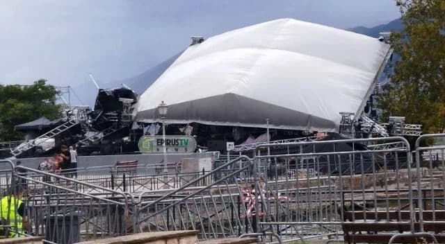 Ιωάννινα: Κατέρρευσε η σκηνή συναυλίας Βίσση-Ρέμου λόγω ισχυρών ανέμων