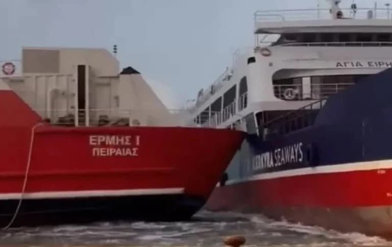 Igoumenitsa: Colisión de barcos en el puerto debido a fuertes vientos