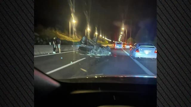 Traffic Accident on Athens-Lamia Highway, Yliki Area: Car Overturned