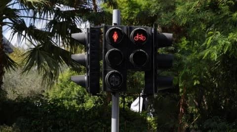 Weibliche Figuren auf Fußgängerampeln in allen Bezirken