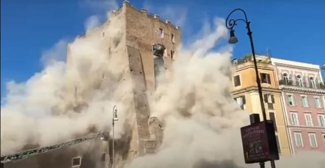 רומא: מגדל קרס חלקית ליד הקולוסאום - דווח על פצועים