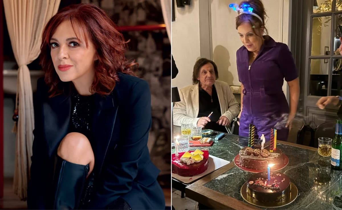 Eleni Randou Celebrates Birthday with Three Cakes and Vassilis Papakonstantinou