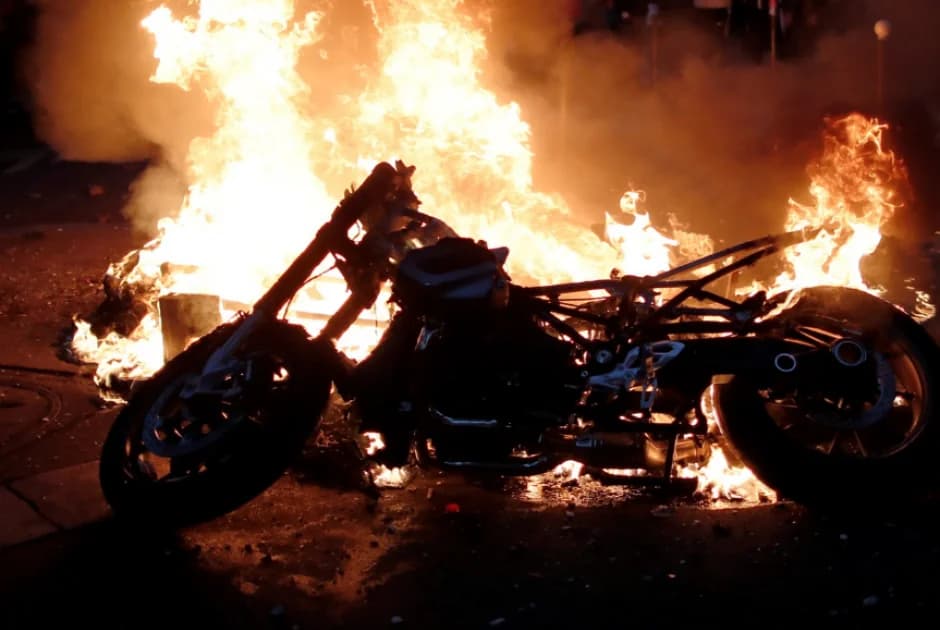 Motorcycle Destroyed by Fire in Limassol
