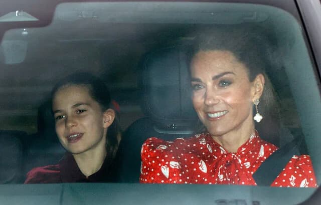 Princesses Kate and Charlotte in Matching Red Outfits