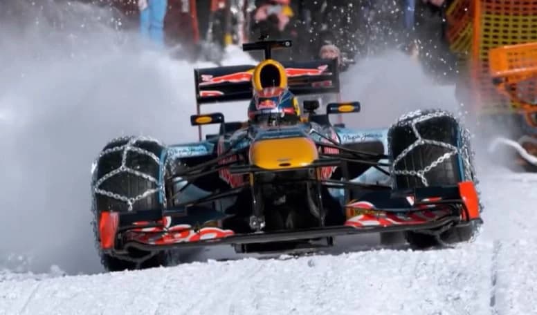 Verstappen Drifts in the Alps with Red Bull Formula 1 Car
