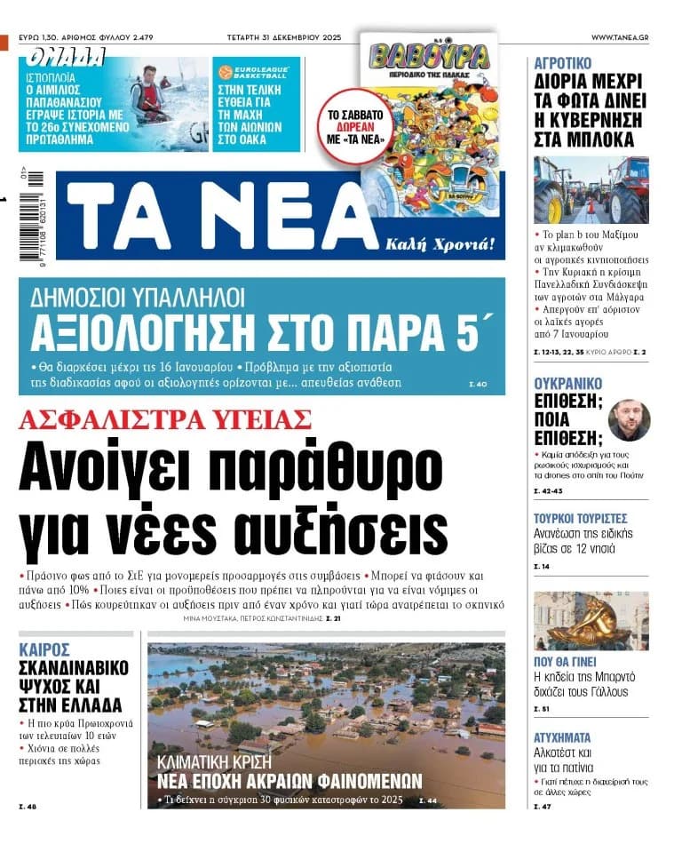 Επισκόπηση «ΝΕΑ» Τετάρτης: Αυξήσεις, Αξιολόγηση, και Κλιματική Κρίση