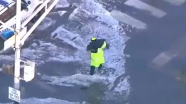 Chicago Crossing Guard Carries Student on Back to Avoid Floodwater