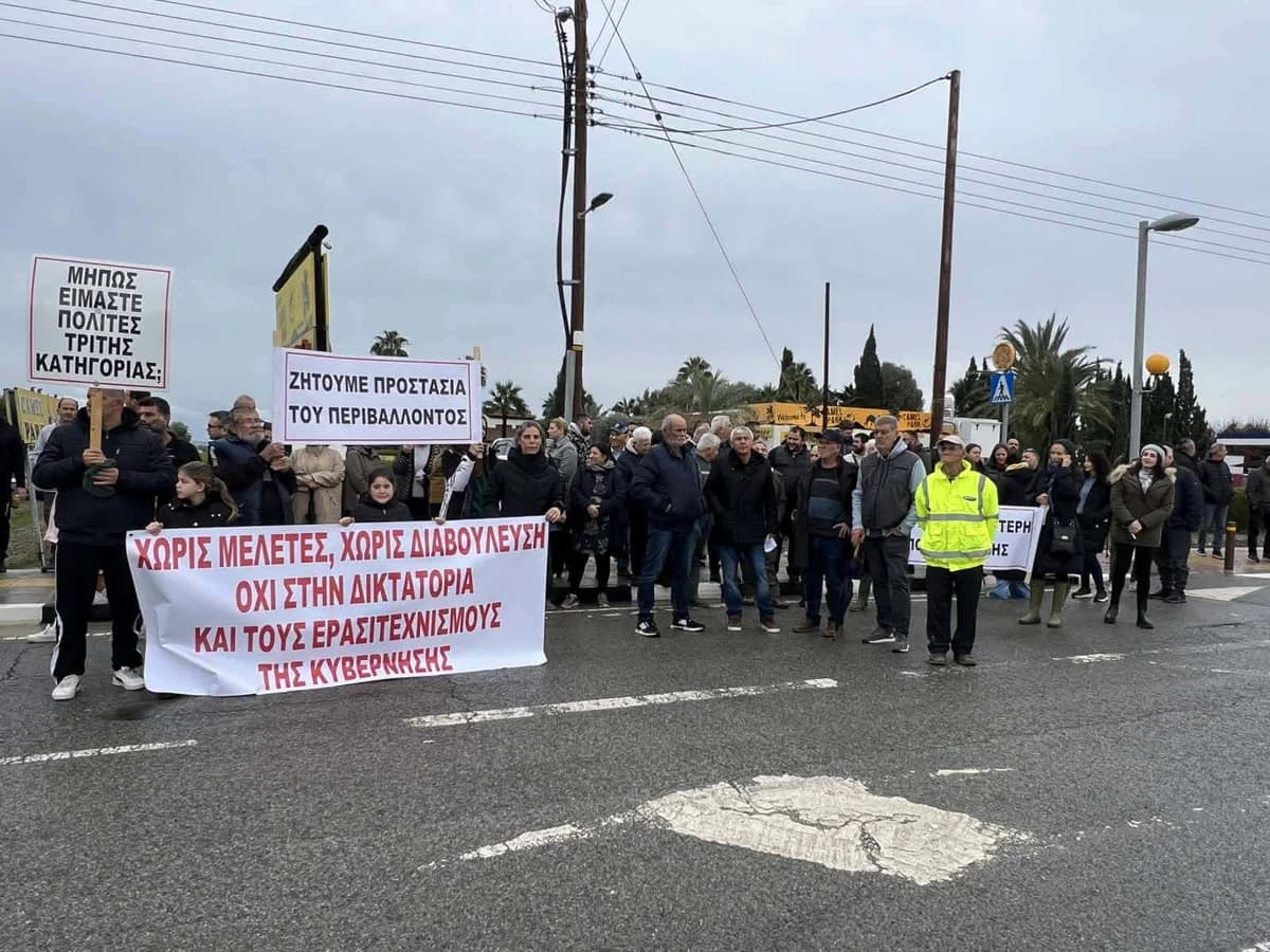 Protest in Mazotos Against Desalination Unit: "No to Dictatorship"