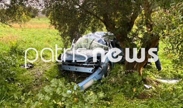 Ilia: Coche choca contra olivos, un joven de 19 años en el hospital