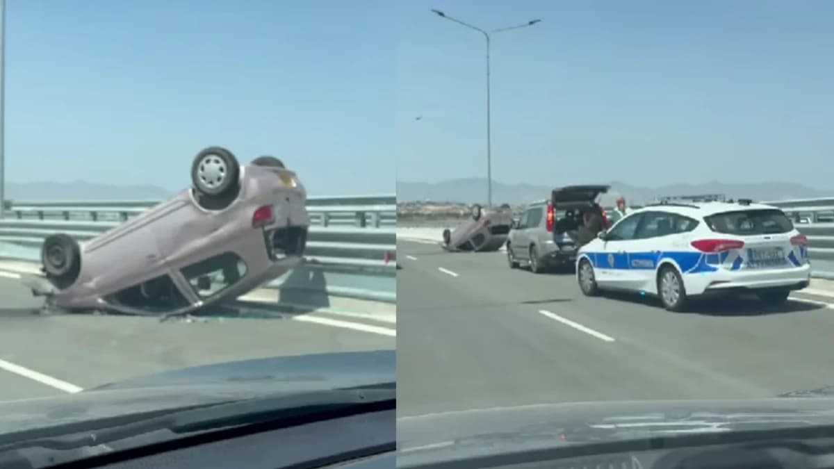 Ανατροπή οχήματος στον περιμετρικό αυτοκινητόδρομο Λευκωσίας