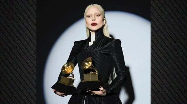 Lady Gaga poses with Grammy Awards: 'A blessing to be honored by the music community'