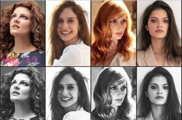 Tania Trypi, Marina Kalogirou, Maria Konstantaki y Jenny Kazakou juntas en el Teatro Vretania