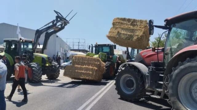 Farmers and livestock breeders block Rizomylos due to sheep pox