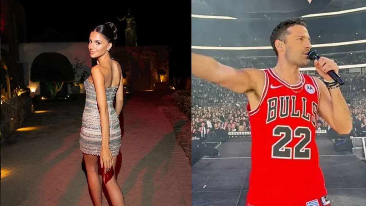 Konstantinos Argiros: Son Wears Matching Shirt at Chicago Concert